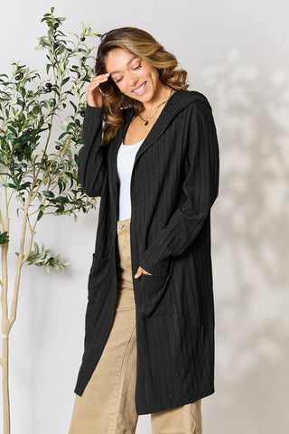 Shop Basic Bae Full Size Hooded Sweater Cardigan - High-Quality U.S. Made Women’s Fashion with Free & Fast Shipping