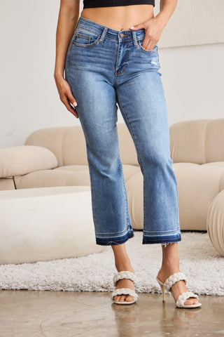 Shop Judy Blue Full Size Release Hem Cropped Bootcut Jeans - High-Quality U.S. Made Women’s Fashion with Free & Fast Shipping