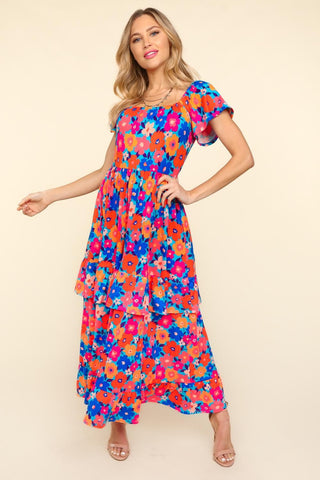 Shop Haptics Floral Maxi Ruffled Dress with Side Pockets - High-Quality U.S. Made Women’s Fashion with Free & Fast Shipping