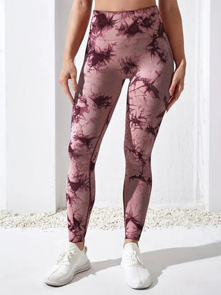 Shop Dusty Pink Printed High Waist Active Pants - High-Quality U.S. Made Women’s Fashion with Free & Fast Shipping