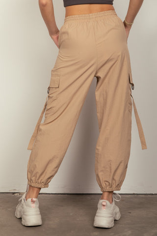 Shop VERY J Elastic Waist Woven Cargo Pants - High-Quality U.S. Made Women’s Fashion with Free & Fast Shipping