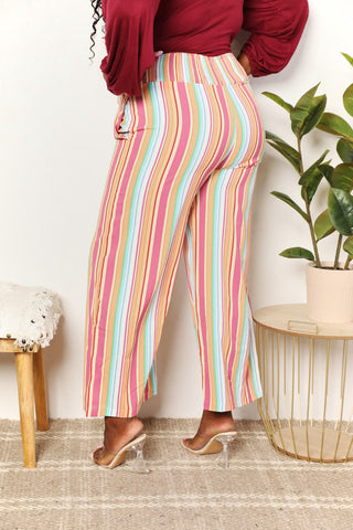 Shop Double Take Striped Smocked Waist Pants with Pockets - High-Quality U.S. Made Women’s Fashion with Free & Fast Shipping