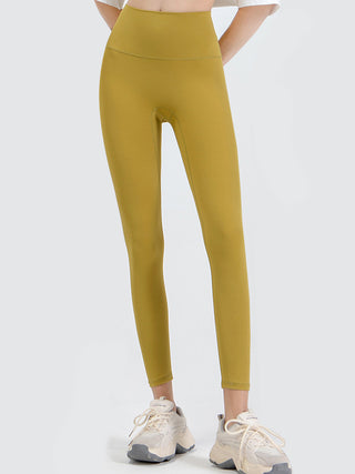 Shop Banana Yellow Wide Waistband Sports Leggings - High-Quality U.S. Made Women’s Fashion with Free & Fast Shipping