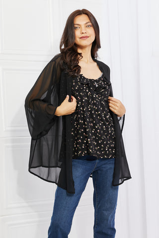 Shop Melody Just Breathe Full Size Chiffon Kimono in Black - High-Quality U.S. Made Women’s Fashion with Free & Fast Shipping