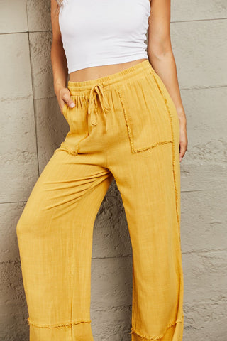 Shop HEYSON Love Me Full Size Mineral Wash Wide Leg Pants - High-Quality U.S. Made Women’s Fashion with Free & Fast Shipping