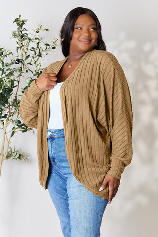 Shop Basic Bae Full Size Ribbed Cocoon Cardigan - High-Quality U.S. Made Women’s Fashion with Free & Fast Shipping