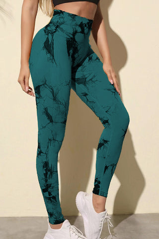 Shop Deep Teal Printed High Waist Active Leggings - High-Quality U.S. Made Women’s Fashion with Free & Fast Shipping