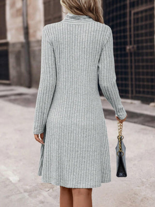 Shop Ribbed Long Sleeve Sweater Dress - High-Quality U.S. Made Women’s Fashion with Free Fast Shipping