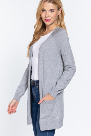 Shop ACTIVE BASIC Open Front Long Sleeve Cardigan - High-Quality U.S. Made Women’s Fashion with Free & Fast Shipping