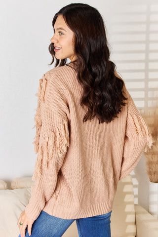 Shop And The Why Tassel Detail Long Sleeve Sweater - High-Quality U.S. Made Women’s Fashion with Free Fast Shipping