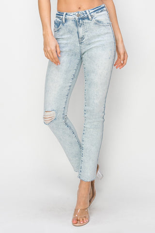 Shop Risen Full Size High Rise Distressed Skinny Jeans - High-Quality U.S. Made Women’s Fashion with Free & Fast Shipping