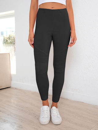 Shop Black Ribbed Detail Leggings - High-Quality U.S. Made Women’s Fashion with Free & Fast Shipping