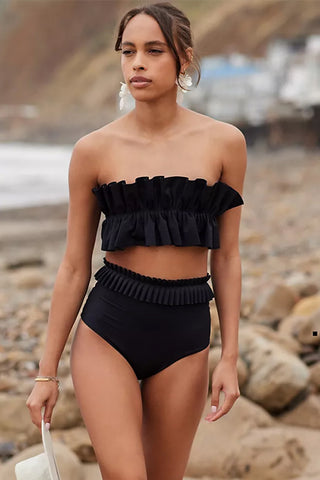 Shop Ruffled Tie Back Two-Piece Swim Set - High-Quality U.S. Made Women’s Fashion with Free Fast Shipping