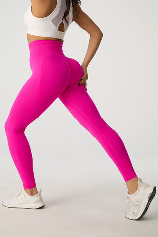 Shop Hot Pink High Waist Active Pants - High-Quality U.S. Made Women’s Fashion with Free & Fast Shipping