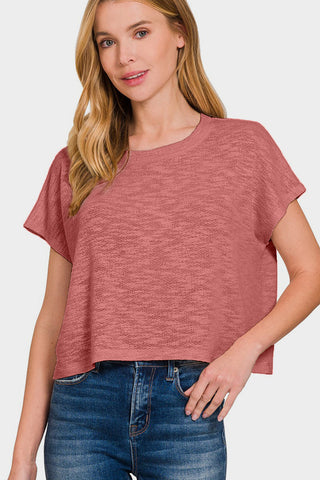 Shop Zenana Round Neck Short Sleeve T-Shirt - High-Quality U.S. Made Women’s Fashion with Free & Fast Shipping