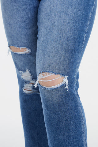 Shop BAYEAS Full Size High Waist Distressed Cat's Whiskers Straight Jeans - High-Quality U.S. Made Women’s Fashion with Free & Fast Shipping