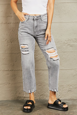 Shop BAYEAS High Waisted Cropped Mom Jeans - High-Quality U.S. Made Women’s Fashion with Free Fast Shipping