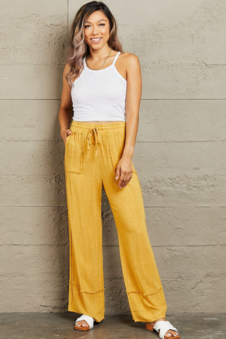 Shop HEYSON Love Me Full Size Mineral Wash Wide Leg Pants - High-Quality U.S. Made Women’s Fashion with Free & Fast Shipping