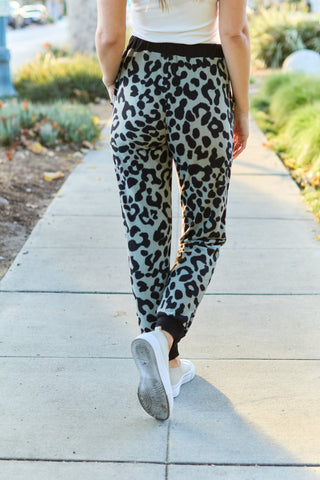 Shop Celeste Design Full Size Leopard Contrast Sweatpants - High-Quality U.S. Made Women’s Fashion with Free & Fast Shipping