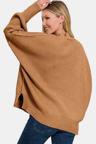 Shop Zenana Side Sit Oversize Sweater - High-Quality U.S. Made Women’s Fashion with Free & Fast Shipping