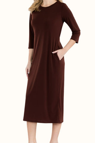 Shop Celeste Full Size Round Neck Midi Dress - High-Quality U.S. Made Women’s Fashion with Free & Fast Shipping