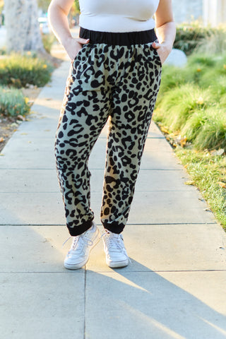 Shop Celeste Design Full Size Leopard Contrast Sweatpants - High-Quality U.S. Made Women’s Fashion with Free & Fast Shipping