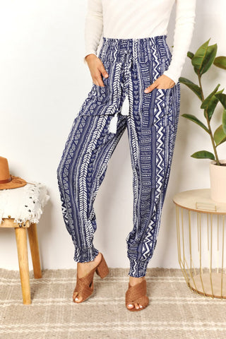 Shop Geometric Print Tassel High-Rise Pants - High-Quality U.S. Made Women’s Fashion with Free & Fast Shipping