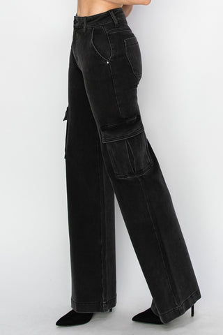 Shop Risen Full Size High Rise Wide Leg Cargo Jeans - High-Quality U.S. Made Women’s Fashion with Free & Fast Shipping