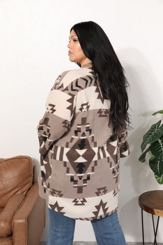 Shop Sew In Love Full Size Cardigan with Aztec Pattern - High-Quality U.S. Made Women’s Fashion with Free & Fast Shipping