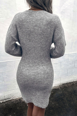 Shop Ribbed Long Sleeve Sweater Dress - High-Quality U.S. Made Women’s Fashion with Free & Fast Shipping