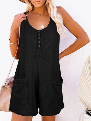 Shop Full Size Pocketed Scoop Neck Sleeveless Romper - High-Quality U.S. Made Women’s Fashion with Free Fast Shipping