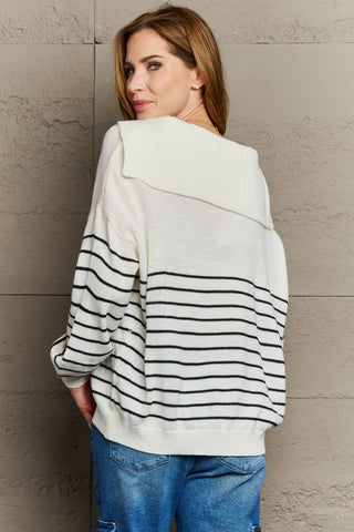 Shop Sew In Love Make Me Smile Striped Oversized Knit Top - High-Quality U.S. Made Women’s Fashion with Free & Fast Shipping