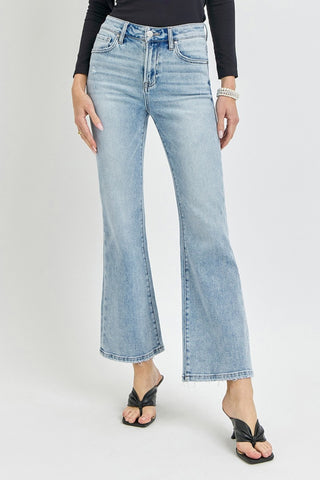 Shop Light RISEN Full Size High Rise Ankle Flare Jeans - High-Quality U.S. Made Women’s Fashion with Free & Fast Shipping