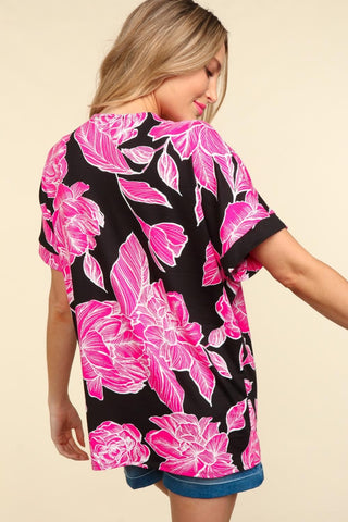 Shop Haptics Floral Drop Shoulder T-Shirt - High-Quality U.S. Made Women’s Fashion with Free & Fast Shipping