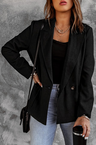 Shop Double-Breasted Blazer with Pockets - High-Quality U.S. Made Women’s Fashion with Free & Fast Shipping