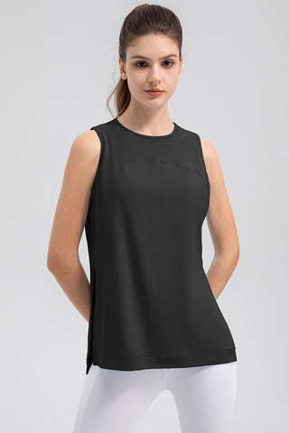 Shop Slit Round Neck Tank - High-Quality U.S. Made Women’s Fashion with Free & Fast Shipping