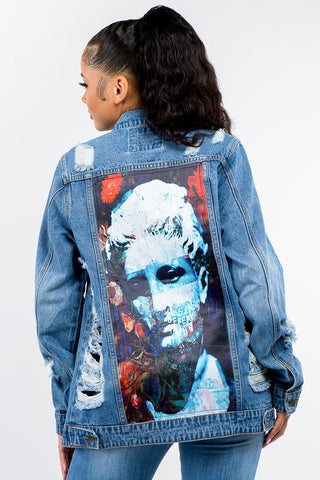 Shop American Bazi Full Size Button Up Distressed Denim Jacket - High-Quality U.S. Made Women’s Fashion with Free Fast Shipping