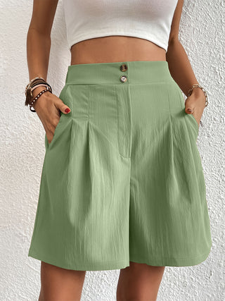 Shop Pocketed Half Elastic Waist Shorts - High-Quality U.S. Made Women’s Fashion with Free & Fast Shipping