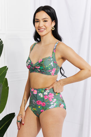 Shop Marina West Swim Take A Dip Twist High-Rise Bikini in Sage - High-Quality U.S. Made Women’s Fashion with Free Fast Shipping