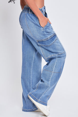 Shop YMI Jeanswear High-Rise Straight Cargo Jeans - High-Quality U.S. Made Women’s Fashion with Free & Fast Shipping