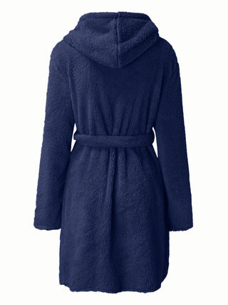 Shop Tie Waist Hooded Robe - High-Quality U.S. Made Women’s Fashion with Free & Fast Shipping