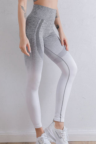 Shop Grey White Gradient High Waist Sports Leggings - High-Quality U.S. Made Women’s Fashion with Free & Fast Shipping