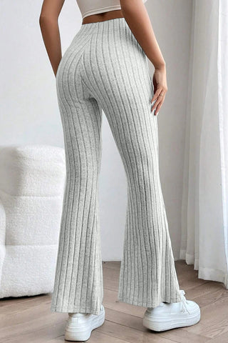 Shop Basic Bae Full Size Ribbed High Waist Flare Pants - High-Quality U.S. Made Women’s Fashion with Free & Fast Shipping