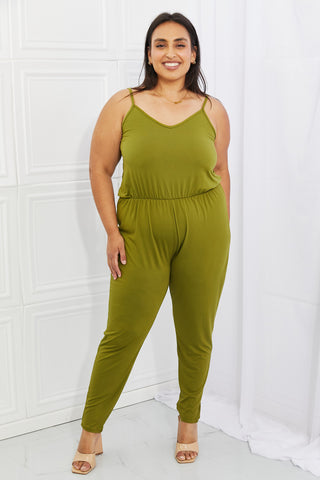 Shop Yellow-Green Capella Comfy Casual Full Size Solid Elastic Waistband Jumpsuit in Chartreuse - High-Quality U.S. Made Women’s Fashion with Free & Fast Shipping