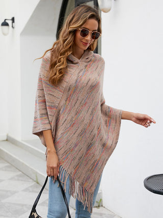 Shop Fringe Hem Hooded Poncho - High-Quality U.S. Made Women’s Fashion with Free & Fast Shipping