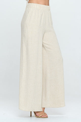 Shop RENEE C Linen Wide Leg Pants with Pockets - High-Quality U.S. Made Women’s Fashion with Free & Fast Shipping