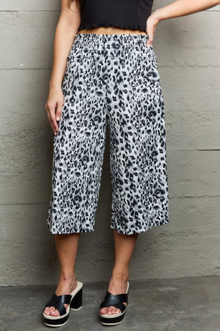 Shop Ninexis Leopard High Waist Flowy Wide Leg Pants with Pockets - High-Quality U.S. Made Women’s Fashion with Free & Fast Shipping