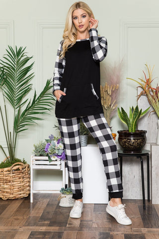 Shop Celeste Plaid Long Sleeve T-Shirt with Pockets - High-Quality U.S. Made Women’s Fashion with Free & Fast Shipping