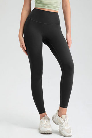 Shop Black Wide Waistband High Waist Sport Leggings - High-Quality U.S. Made Women’s Fashion with Free & Fast Shipping