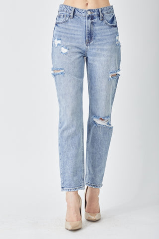 Shop Medium RISEN Distressed Slim Cropped Jeans - High-Quality U.S. Made Women’s Fashion with Free & Fast Shipping